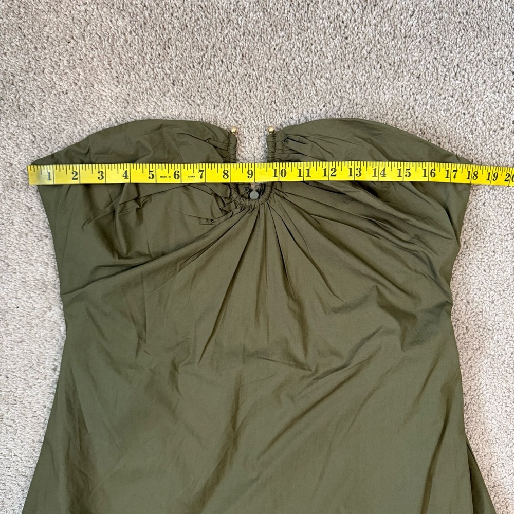 Bardot Lora‎ Strapless Cotton Poplin Maxi Dress Khaki Green 10 - Picture 6 of 8